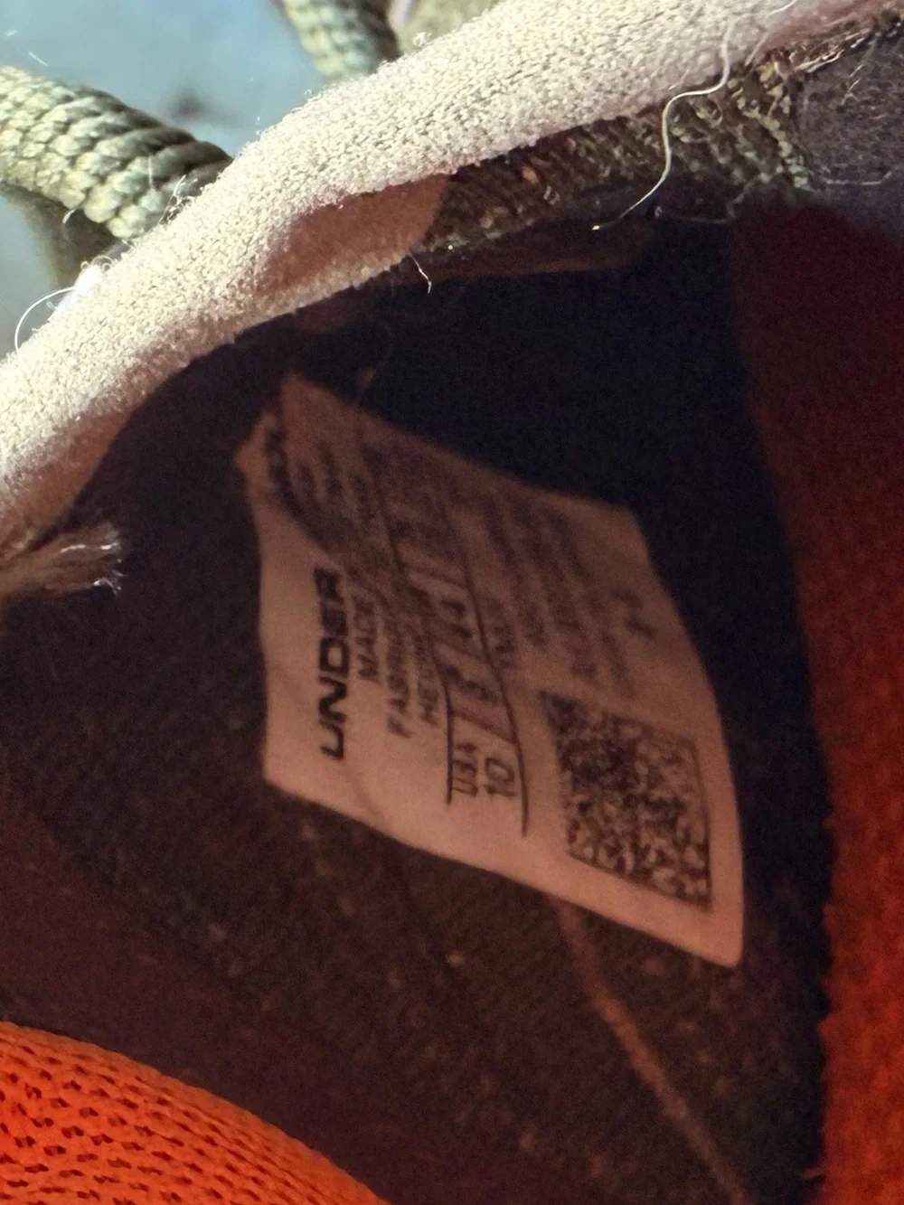 Under Armour Olive Green and Orange Athletic Sneakers